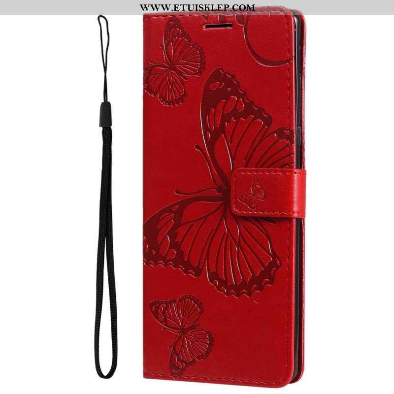 Etui Folio do Honor Magic 5 Lite z Łańcuch Gigantyczne Motyle Paskowe